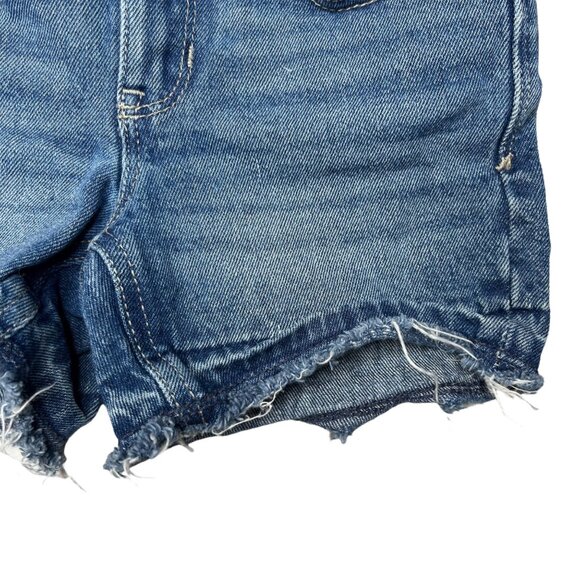 GAP Midi Jean Shorts Girls Blue Stretch Denim Adjustable Waist Fringe Hem Size 5 - Picture 5 of 6